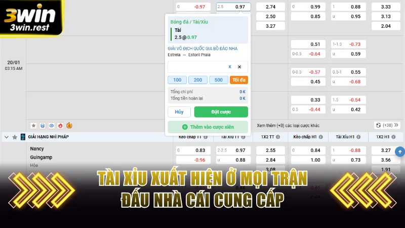 Tài Xỉu xuất hiện ở mọi trận đấu nhà cái cung cấp